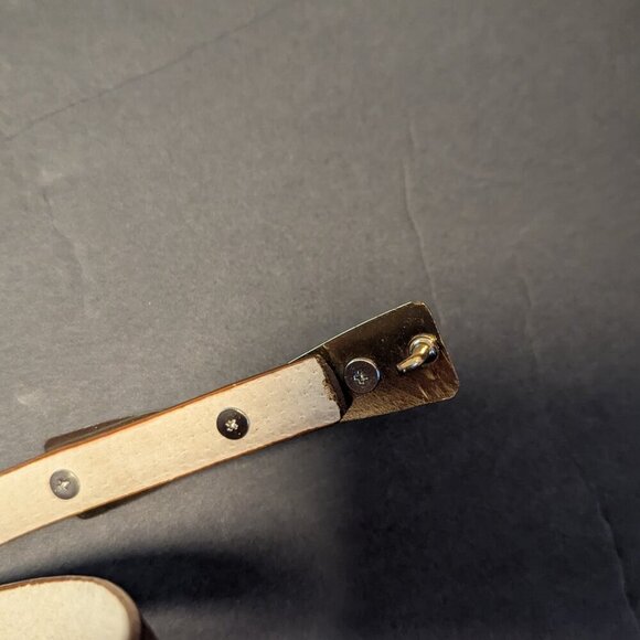 Vintage Skinny Belt Bow Tie Dainty Leather Statement Gold Hardware Bronze Brown - Picture 6 of 10